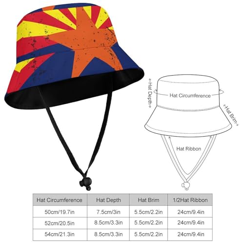 Retro Arizona State FlagChildren's Bucket Hat for Boys and Girls, Breathable Summer Beach Hat54cm2