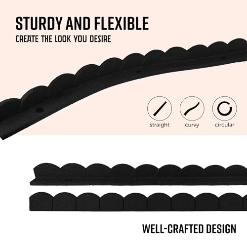 Playsafer L Shaped Flexible Rubber Scalloped Edger for Lawns Landscaping and Playground | Easy No Dig Installation| 4' Long (1, Black)