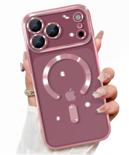 ZinLyuen Magnetic for iPhone 18 Pro Clear Compatible with MagSafe,Pink