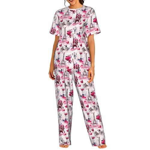 Pyjama court femme Tour Eiffel anti-transpiration pour des nuits fraîches et sans stress