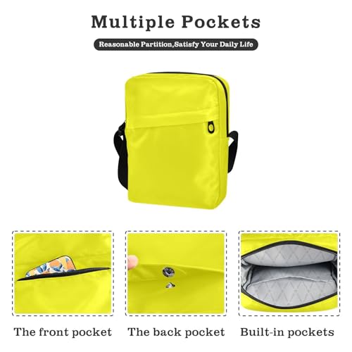 messenger bag for women mens crossbody Women's Purses Adjustable Strap for work work - Yellow Solid Color Pure Plain2