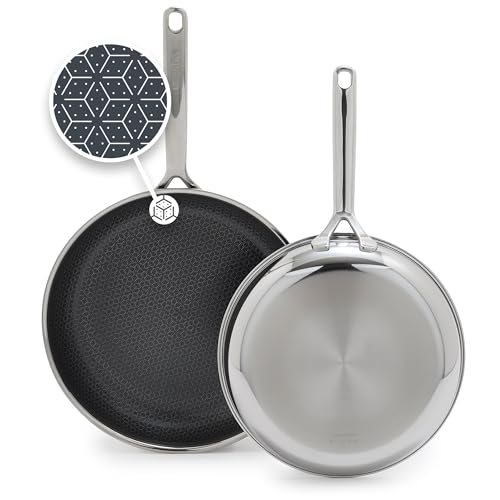 GreenPan Spectra 10' & 12' Frying Pan Skillet, Hybrid Tri-Ply Stainless Steel, PFAS-Free Ceramic...
