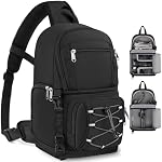 RAINSMORE Camera Bag, DSLR & Mirrorless Camera Sling Bag for Photographers Waterproof Small Camera Crossbody Case with Removable Padded Insert & Tripod Holder for Canon/Nikon/Sony/Fuji, Black