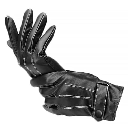 Hemobllo Men's Pu Leather Cycling Gloves, Wind-proof Winter Warm Riding Gloves, Easy to Wear and Take, for Outdoor Travel and Driving