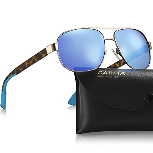 Image of CARFIA Classic Metal Mens Sunglasses Polarized Sunglasses UV Protection CA5377
