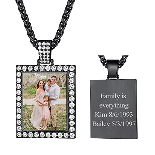 FindChic Creative Photo Necklace Personalized for Men Women Dog Tag/Square/Round/Angel Wing/Cat/Oval Shaped Stainless Steel/18K Gold Plated Picture Pendant Custom Text Memorial Jewelry, with