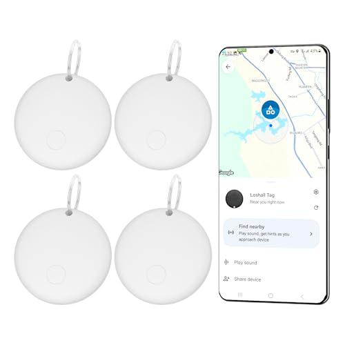 eirix Smart Air Tag Tracker for Android, Google Android Tag Tracker Work with Google Find My Device (Find Hub), Key Finder/Luggage Tracker/Item Locator, 4 Pack White