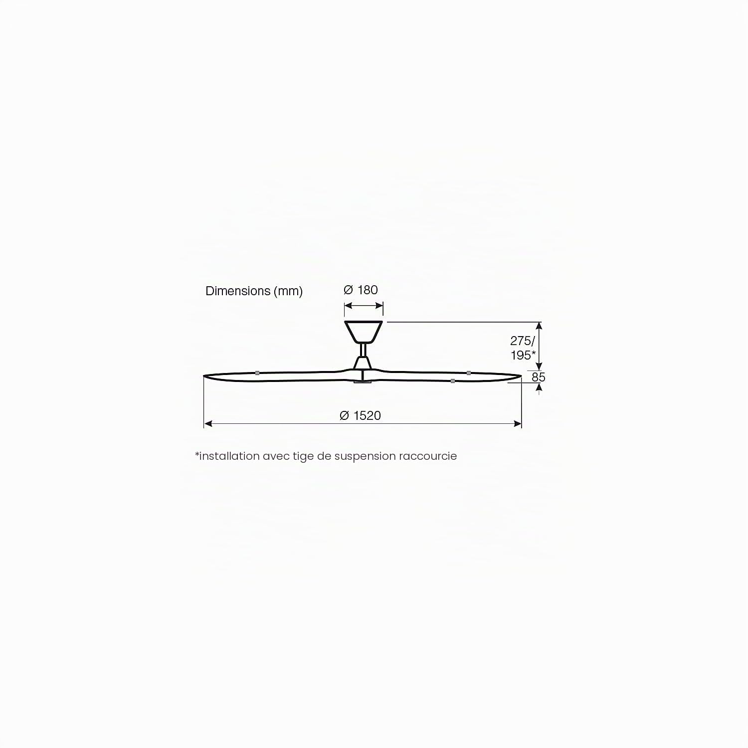 CasaFan Ventilateur de plafond Eco Airscrew 315241 152 cm Moteur DC basse consommation/chrome satiné/pales bois/noir mat