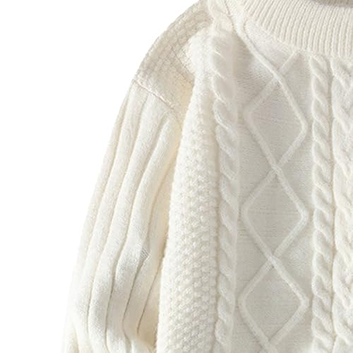 Men's Woven Crewneck Knitted Tops Male Cable Knit Sweater Classic Fit Crewneck Sweater for Men3