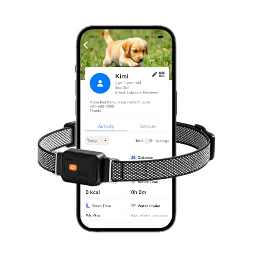 CurvedMoon GPS Dog Collar with APP Control, Wireless Dog Fence System for Small Medium Large Dogs, Real-Time GPS Tracker, Invisible Fence with Vibration & Ring Alerts, No Monthly Fee (Black)