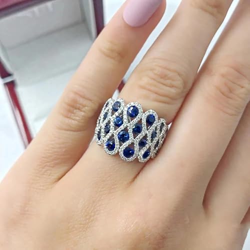 Luxury Shining Wide Ring Female Wedding Band Jewelry with Shining Cubic Zirconia