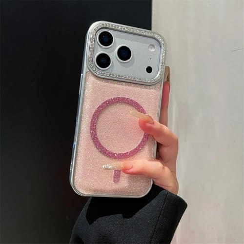 Coque pailletée rose pour iPhone 14 Pro étui chic soirée et bureau