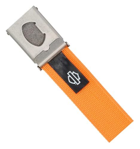 Harley-Davidson Men's Bar & Shield Logo Bottle Opener Nylon Web Belt - Orange3