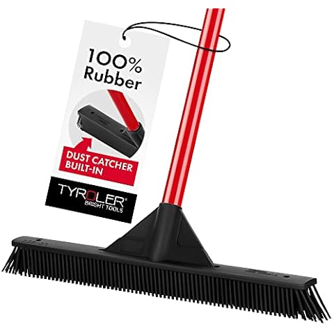 Tyroler Dust Catcher Rubber Broom with 140cm Handle Cover