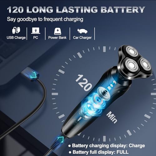 Image of Electric Razor for Men, Men's Rotary Shavers, Waterproof, Wet and Dry Rechargeable Electric Shaver for Men's Faces with a Cordless and Floating Head,Portable Travel Razor,an Ideal Gift for Men