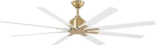 MINKA-AIRE F896-65-SBRWHF Xtreme H2O Ventilador de techo para exteriores de 65 pulgadas con motor de CC en acabado de latón suave con cuchillas