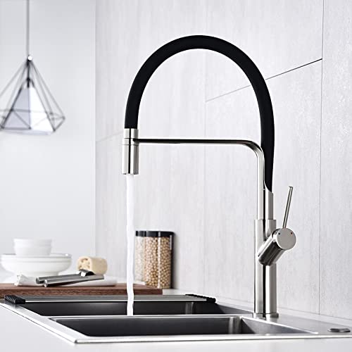 RBYRLDSTY Grifo de Cocina extraíble Negro/Orb, Grifo Monomando for Fregadero de Cocina, Mezclador de Agua fría y Caliente.(Chrome)