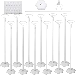 12 Set Balloon Stand with Plastic Pallet Balloon Stand Kit Support Sticks with Base for Birthday Party, Wedding Decoration, Garden Parties and Celebrations