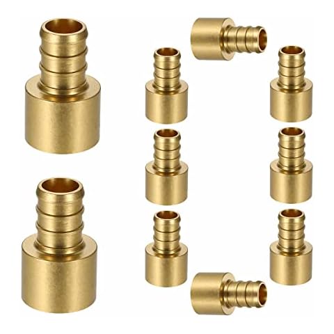 (10 Pack) Lidertik Copper to Pex Fittings 1/2 inch, 1/2" Pex F1807 x 1/2" Female Sweat Adapter Lead Free Brass Cover