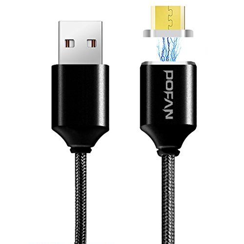 Charging Cable WHF POFAN P11 1m 2A Magnetic Micro USB to USB Weave Style Data Sync Charging Cable with LED Light, for Samsung, HTC, Sony, Huawei, Xiaomi, Meizu, CE/FCC/ROHS Certificated (Black)