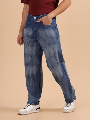 Image of WROGN Men's 100% Cotton Jeans | Solid | Loose Fit