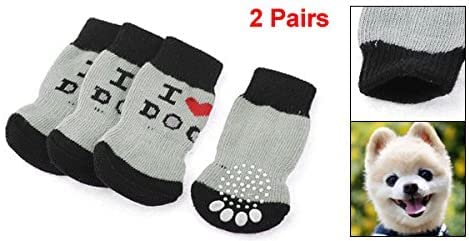 XYWHPGV 2 Pairs Heart Paw Print Warm Knitted Socks Grey (6fdfa 3ee57 d5421 fc6bc 60190 734c3