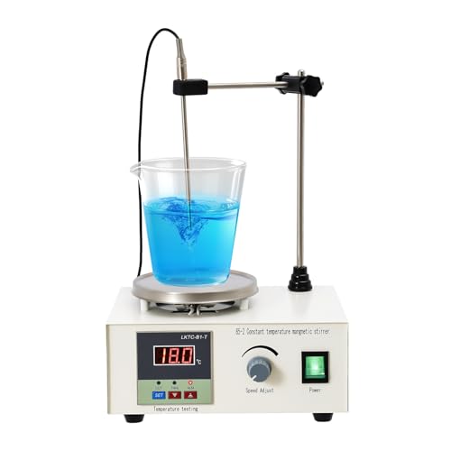 MINRS Magnetrührer mit heizplatte 250W Magnetischer Rührer 2000ml Magnetic Stirrer mit digitaler Temperaturanzeige und Geschwindigkeitsanpassung 0-2000 U/min für Industrie Pharmazeutische Fabrik