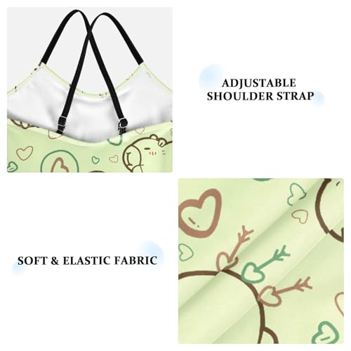 Girls One Piece Swimsuits Cute Capybara with Hearts Green Cute Swimwear Bathing Suits 3-10T3