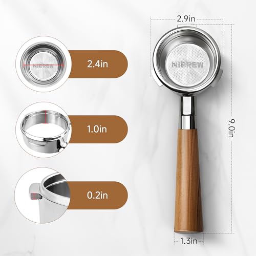 Image of HIBREW 58mm 3 Ear Bottomless Portafilter for H13 Coffee Machine - Stainless Steel with Rosewood Handle - Advanced Espresso Tool for Coffee Enthusiasts