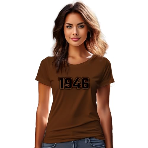 T-shirt 1946 femme marron confection haut de gamme en maille douce premium