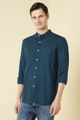Image of Allen Solly Men's Casual Mandarin Collar Shirt | Regular Fit | Contemporary Design | Smart Casual Wear