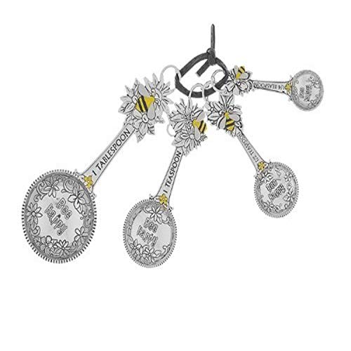 Ganz 4-Piece Measuring Spoon Set with Color, Bee Happy