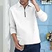 Shunking Mens Textured Sweatshirts Classic Basic Solid Casual 1/4 Zip Pullover Fashion Tops Trendy Polo Shirt Long Sleeve (White, 3XL)
