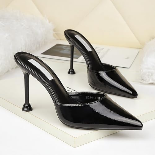 Women's Leather Slip-On Stiletto Mules Fashion Pointed Toe Backless Slip-on Pump Shoes for Parties Prom Dress Sandals3