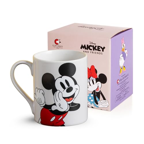 Image of Clay Craft - Official Disney Mugs : Mickey Mouse Print, Fine Ceramic Coffee Mug, 360 Ml |Cartoon Character Gift Mug for Kids & Adults | Microwave & Dishwasher Safe