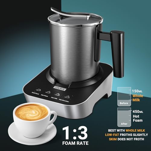 FUNLAVIE 4-in-1 Electric Milk Frother and Steamer with Stainless Steel Pitcher(400ml/13.5oz) with Auto Shut-Off, Hot & Cold Foam Maker and Milk Warmer for Coffee Lattes Cappuccinos, Dishwasher Safe - Image 2
