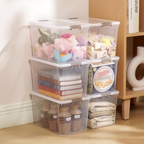 Citylife 6.5L 6 Pack Kleine aufbewahrungsbox mit deckel Kunststoff Aufbewahrungsbehälter Stapelbox mit Deckeln für die Organisation, klar weiß