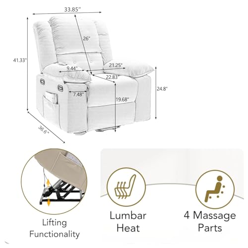 Sillón reclinable eléctrico con masaje y calefacción miniatura 2