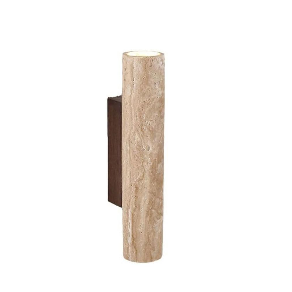 JISHUBO Top and Bottom Illuminated Wall Lamp, Vintage Farmhouse Style Wall Light, Natural Yellow Travertine Wall Sconce, Living Room and Bedroom Corridor Wall Mounted Lighting Fixtures
