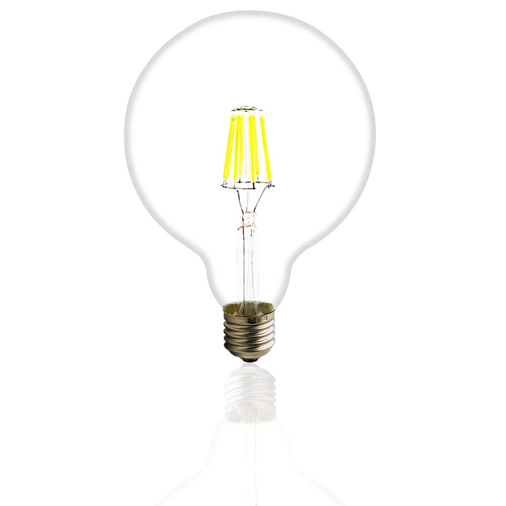 20 unidades – 220 V G125 LED Bombilla Filamento, transparente (Vidrio, E27, 8 W equivalentes a 60 W), 650LM, DIMM Bar fresco blanco 6000 K, ángulo de haz de 360 °, 16.5 x 12.5 x 12.5 cm
