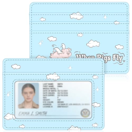 Image of FINTIE Slim Minimalist Front Pocket Wallet, RFID Blocking Credit Card Holder Card Cases with ID Window for Men Women (Soaring Pig)