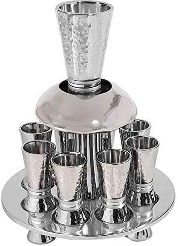 Hammered Kiddush Fountain Cone Shape - Silver Rings