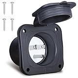 15 Amp Flanged Inlet, 15A 125V RV Shore Power Inlet, NEMA 5-15 Ac Port Plug with Waterproof Cove, 2