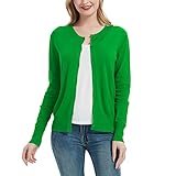 Huuloo Women's Crew Neck Button Down Long Sleeve Cardigan Sweater Green