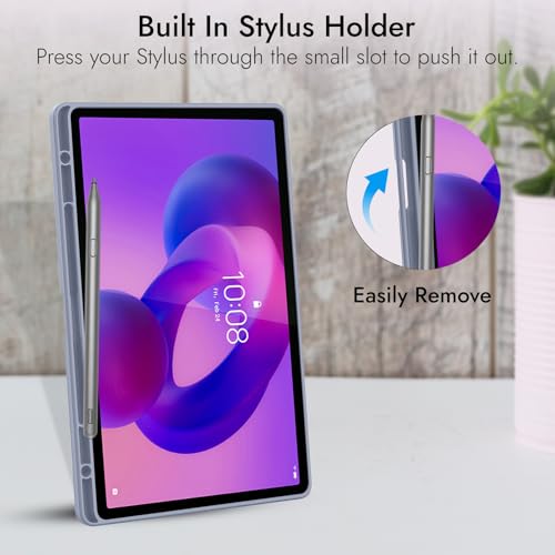 Image of Robustrion Cover for Lenovo Idea Tab Plus 12.1 inch Cover Case with [Pencil Holder], Trifold Cover Case for Lenovo Idea Tab Plus Tablet Cover [Auto Sleep Wake Support] - Lavender