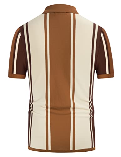 Pj Paul Jones Men's Casual Lapel Collar Button Up Short Sleeve Polo Shirt Apricot M #TOP2