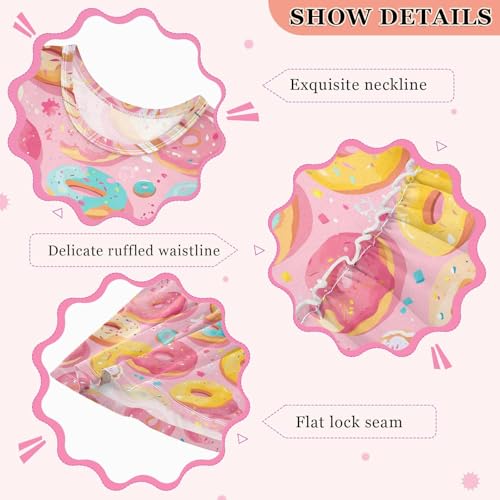 KLL Donuts Background Baby Girls Party Dress Swing Beach Sundress Spring Summer Crew Neck3