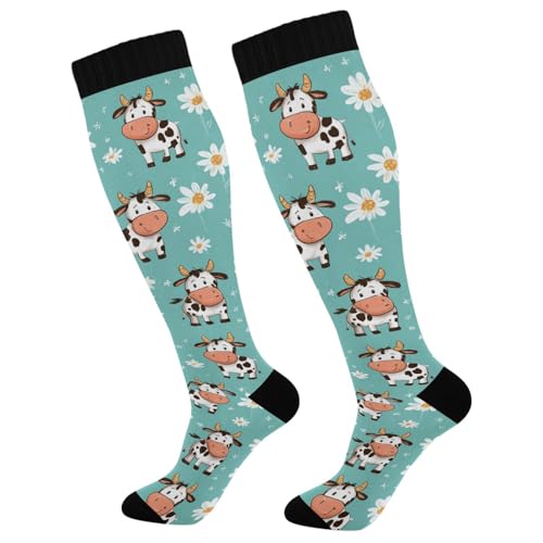 Image of Wusikd Heartbeat Symbol Compression Socks for Women and Men Circulation Black Long Socks for Athletic Running 1