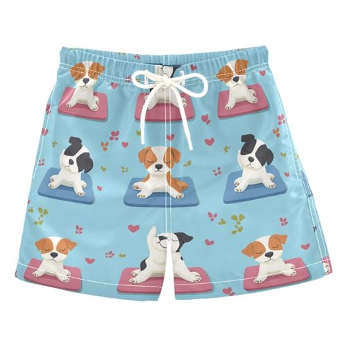 Cute Dogs Blue Boy's Swimwear Trunks Youth Teen Board Swimming Shorts Lightweight with Pocket Beachwear 2T