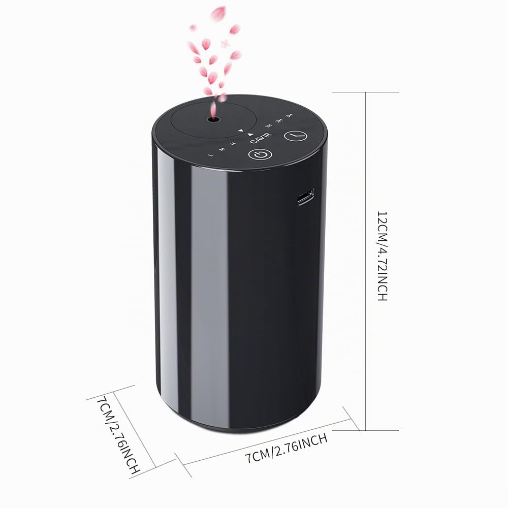 Cavir Diffuseur d'huiles essentielles sans Eau - Mini Machine à air Portable - Aromathérapie - Charge USB - 1/2/3H/temps - 3 Niveaux de Brume - pour la Maison, la Voiture, Le Bureau